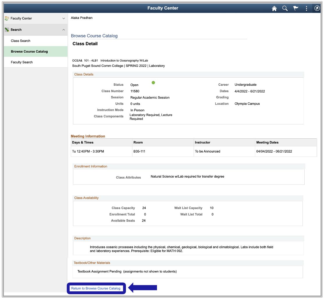 Browse Course Catalog SPSCC Support